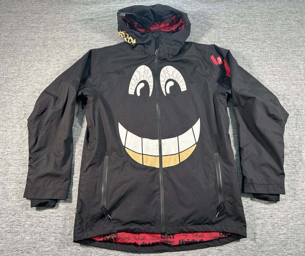 DGK 32 Collection Snowboarding Jacket Mens Large Black Smiley Zip-Up Hooded